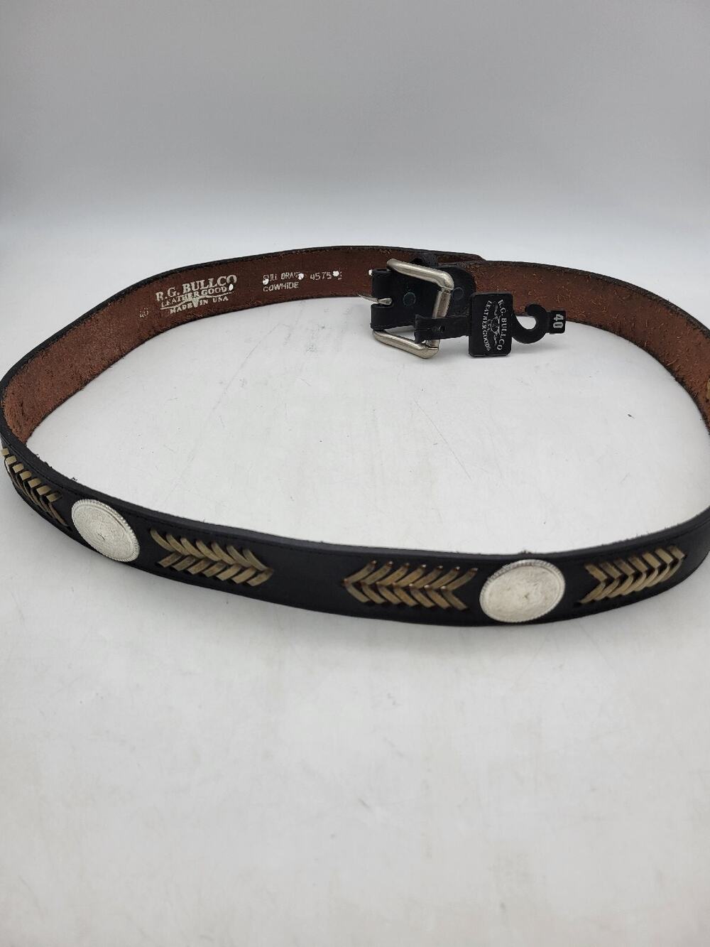 Leather Belt Made Of Cowhide R.G. BULLCO RGB-4575S 1-1/2-In Black- Size 40